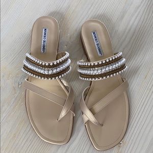 Manolo Blahnik Pearl Beaded Susa Sandals